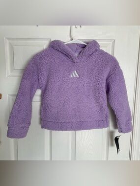 NWT adidas Girls size 5 Lavender Purple Sherpa Hoodie for Kids